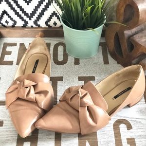 Zara Basic Collection nude bow flats, size 9